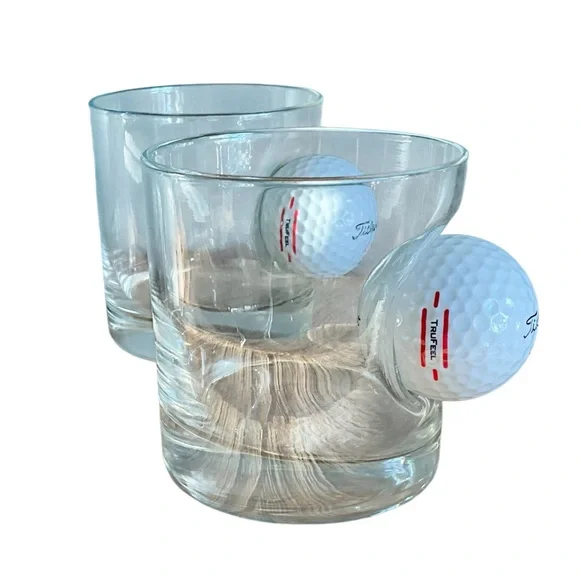 Set of 2 Titlelist Golf Ball Whiskey Rocks Glasses - Picture 3 of 8